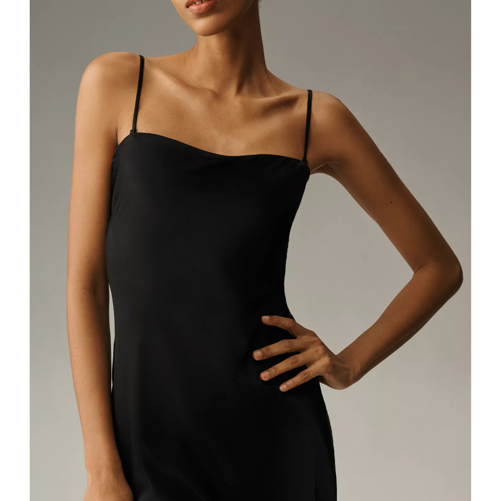 NWT Anthropologie The Tilda Satin Slip Dress Black Strapless Sz XS - Picture 3 of 11